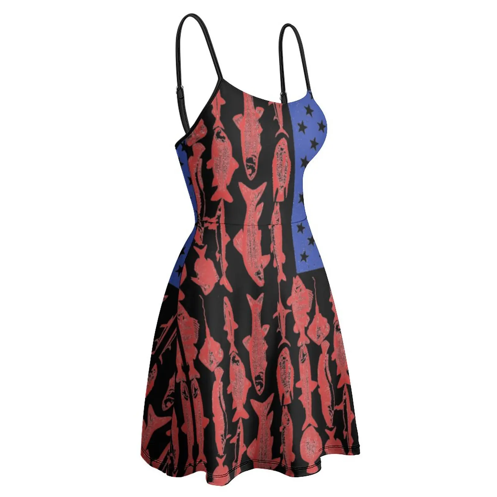 Sexy American Flag Fishing Design Women's Sling Dress Humor Graphic  Clubs  Woman's Dress The Dress Graphic