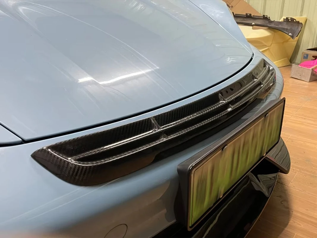 Taycan M Style Front Bumper Grille Dry Carbon Fiber Body Kit Auto Parts for  Taycan