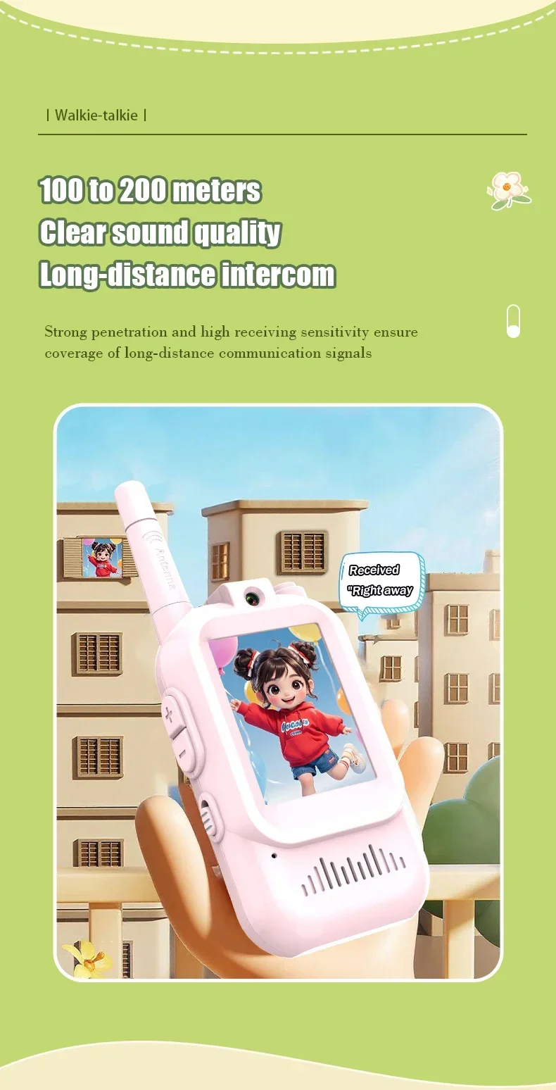 2 個のビデオトランシーバー子供用 USB-C 充電式ワンクリック HD 通話インターコム安全で耐久性のあるおもちゃ子供の誕生日プレゼント