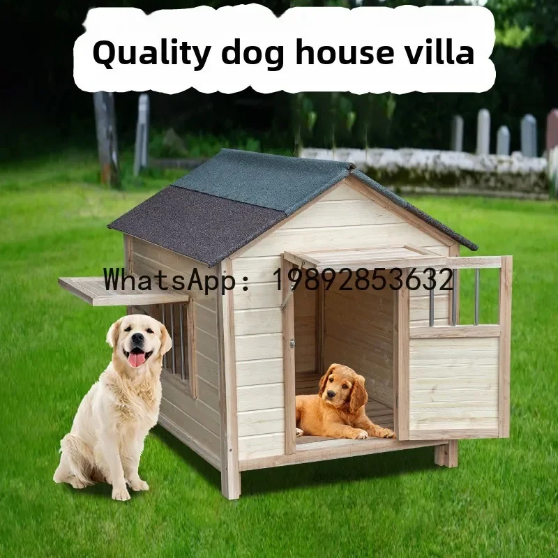 Z2-28  Outdoor Warm Rainproof All-Season Dog Cage Outdoor Dog House Villa Small Medium Large Dog Solid Wood with Yard