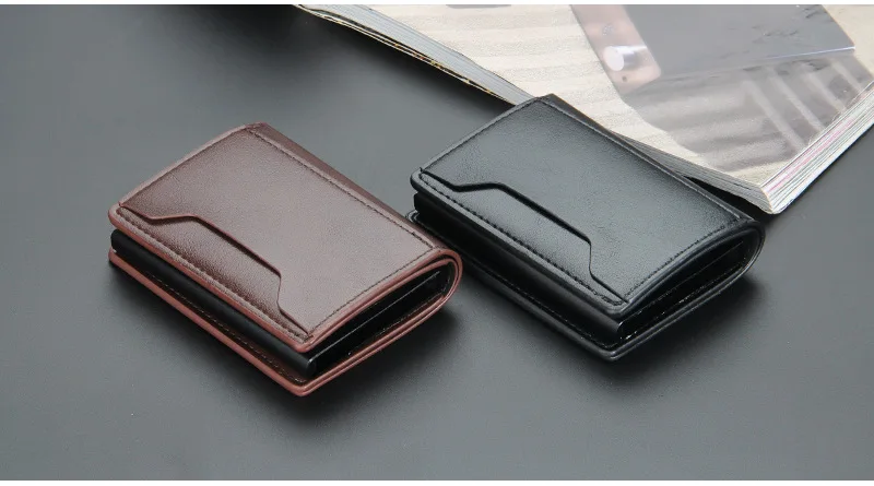 Business Magnetic Card Solt Case for Magsafe Functions Phone Case Card Holder Wallet Luxury PU Leather Men Slim Purses Pocket