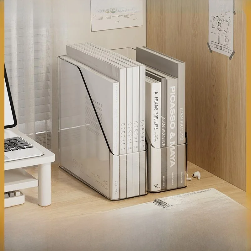

Transparent Acrylic Desktop Organizer File Storage Ra Book Stand Office Supplies A4 Paper Sorting Box Simple Design Plastic