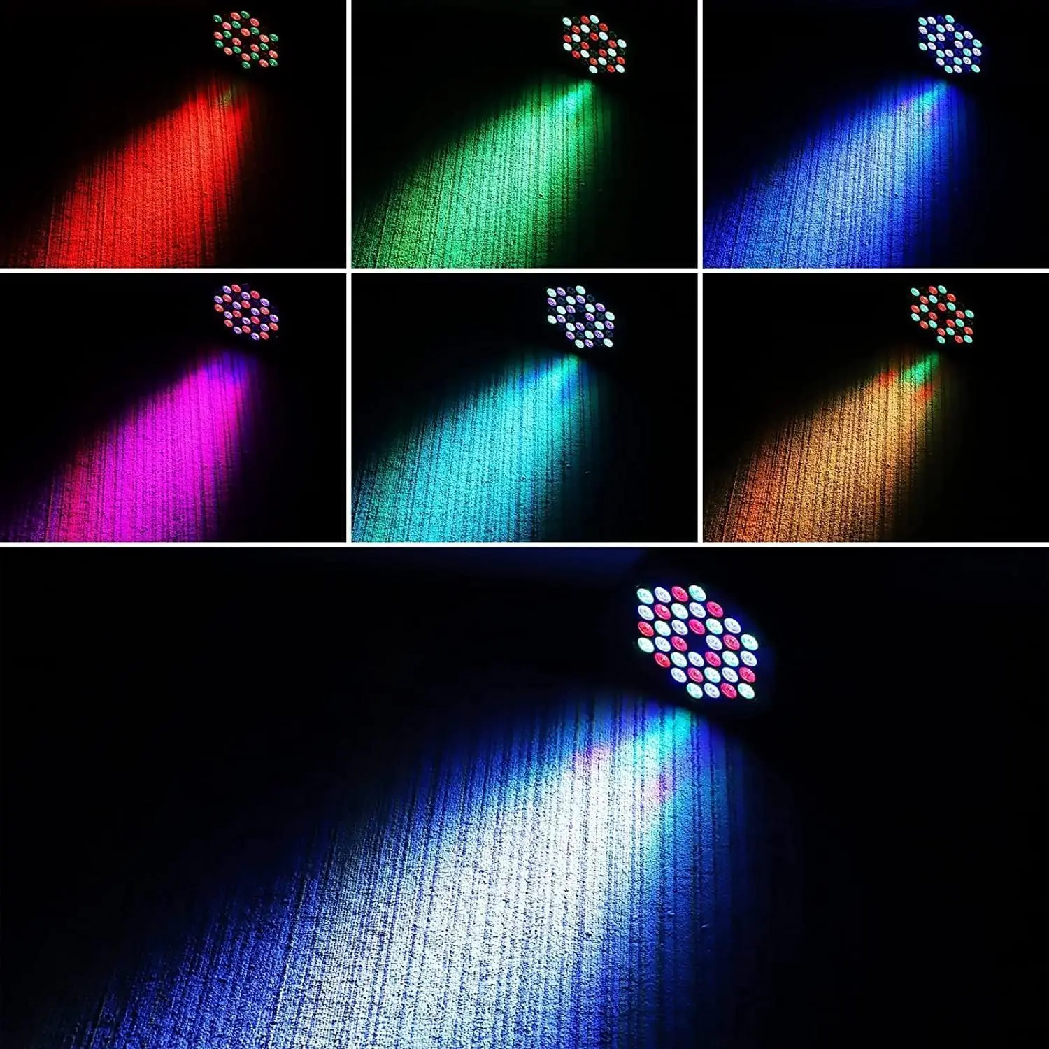 أضواء الاسمية القابلة لإعادة الشحن 36 واط RGB تعمل بالبطارية ، أضواء LED الاسمية اللاسلكية DJ Uplights الصوت المنشط التحكم عن بعد لحفل الزفاف