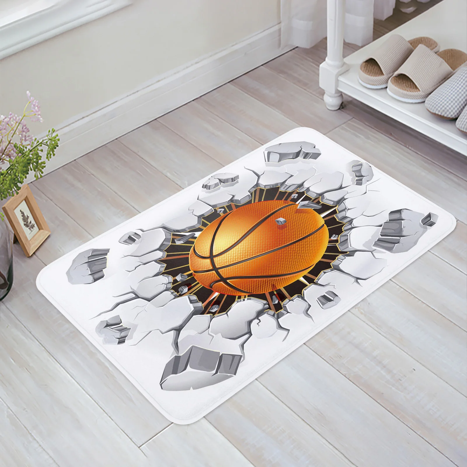 Basketball Wall Crack Floor Mat Entrance Door Mat Living Room Kitchen Rug Non-Slip Carpet Bathroom Doormat Home Decor