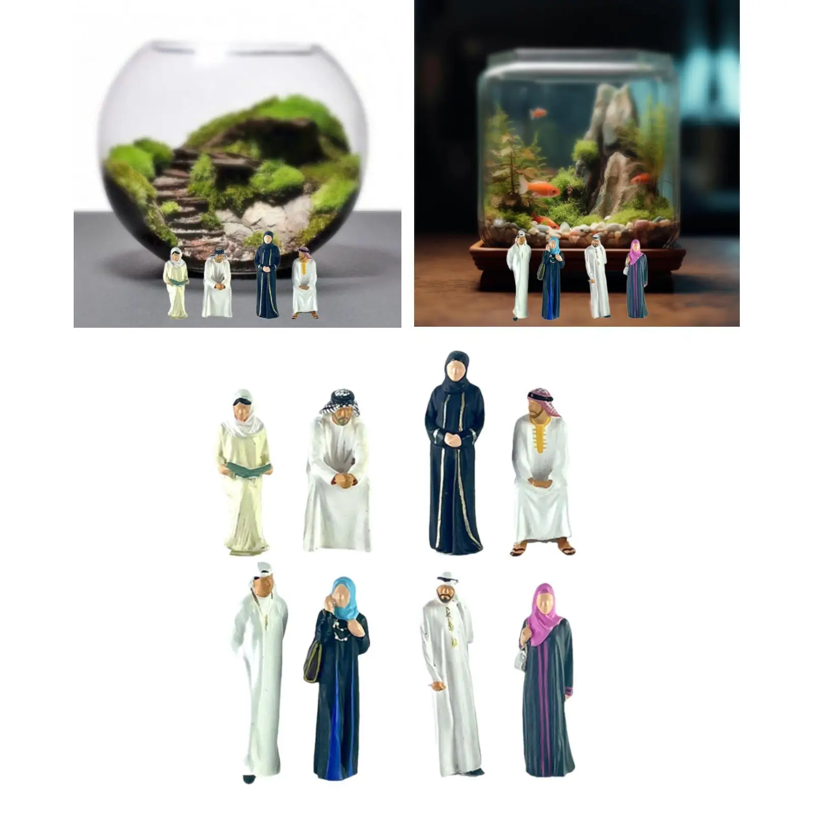 4 stuks 1:64 mensen figuren miniatuur lay-out voor poppenhuis decoratie desktop ornament architectuur model miniatuur scène