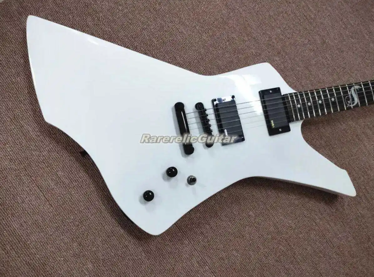 Clearance Snake Byte Hetfield White EX Electric Guitar 9V Battery Box China Active EMG Pickups Black Hardware