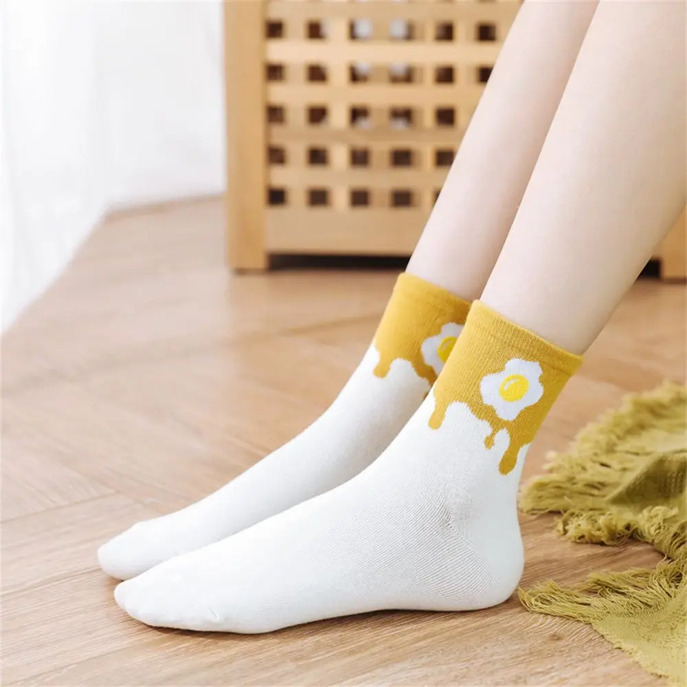 Funny Food Donut Pancake Coffee Honey Eggs Cartoon Cute Korea Unisex Winter Women Men Cotton Casual Socks