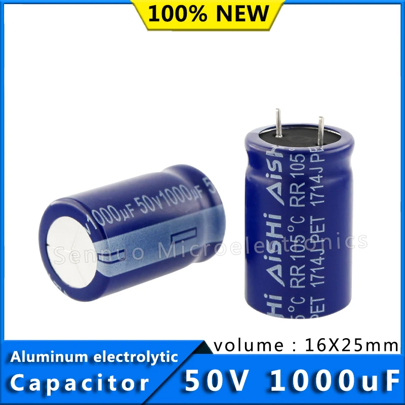 5Pcs 50V 1000UF 16*25 16x25 mm Aluminum Electrolytic Capacitor High Temperature Resistant 105° High Frequency Low Resistance