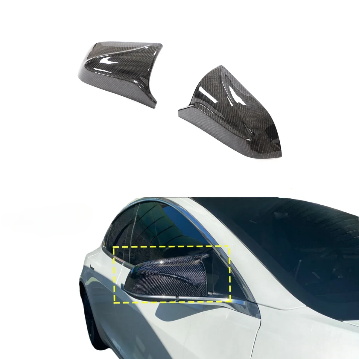 model 3 Rearview mirror exterior tuning  Carbon Fiber Replacement side Mirror Cover for Tels Model 3 2017-2020