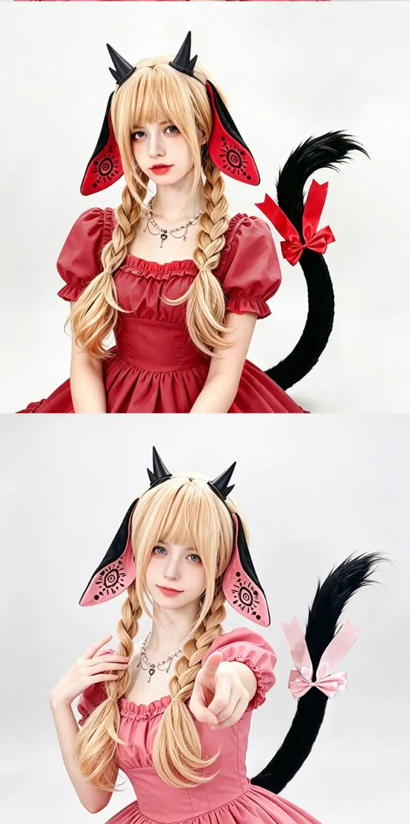Halloween-Teufelsohren-Stirnband, Cosplay-Artikel für den Teufel auf der Comic-Ausstellung, Sets mit dunklen Schafsohren und Schafschwanz, Kostüm-Requisiten. – Detail 9