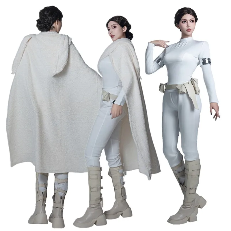 Fantasia Padme Cosplay Amidala Cloak Costume Space Battle Women Top Pants Belt Armband Outfits Halloween Carnival Party Suit