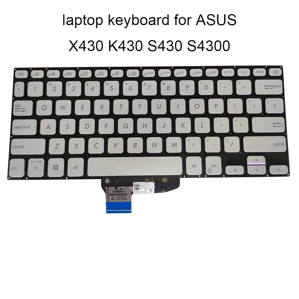 UK US Arabic Keyboard Backlight For ASUS Vivobook X430 K430 S430 X430UN S430FA S430FN USA English Silver Keycaps 0KNB0-260AUS00