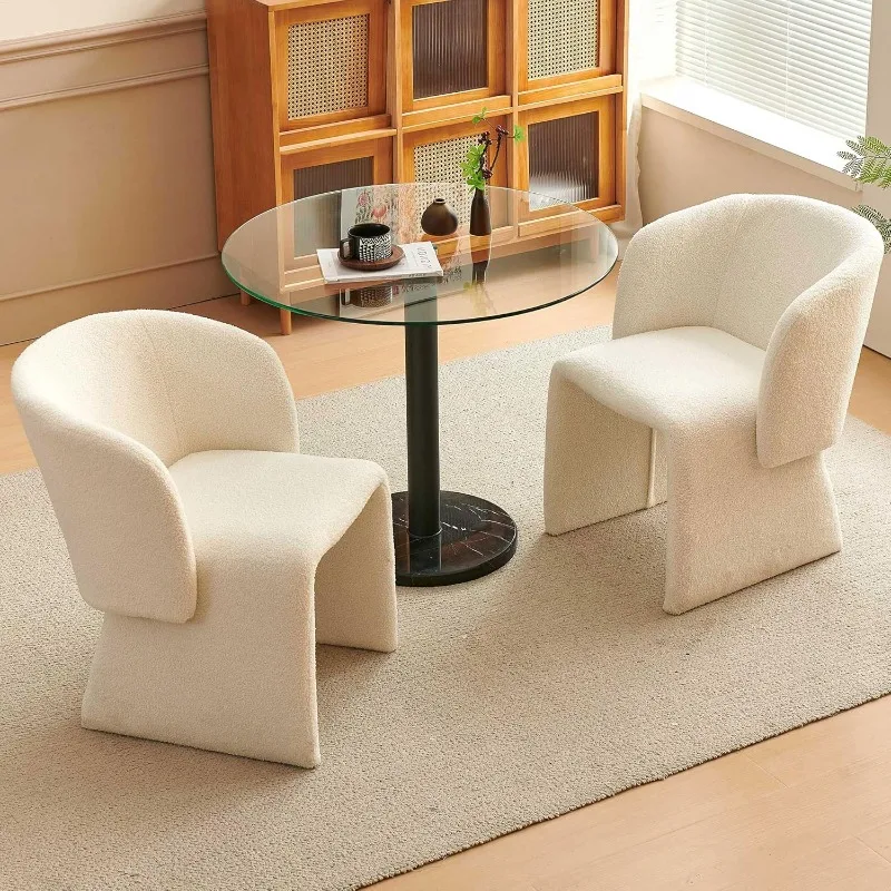 

3-Piece Kitchen Dining Table Set for 2, 35 in Round Dinner Coffee Table with 2 Upholstered Dining Side Accent Chairs, Clear Glas