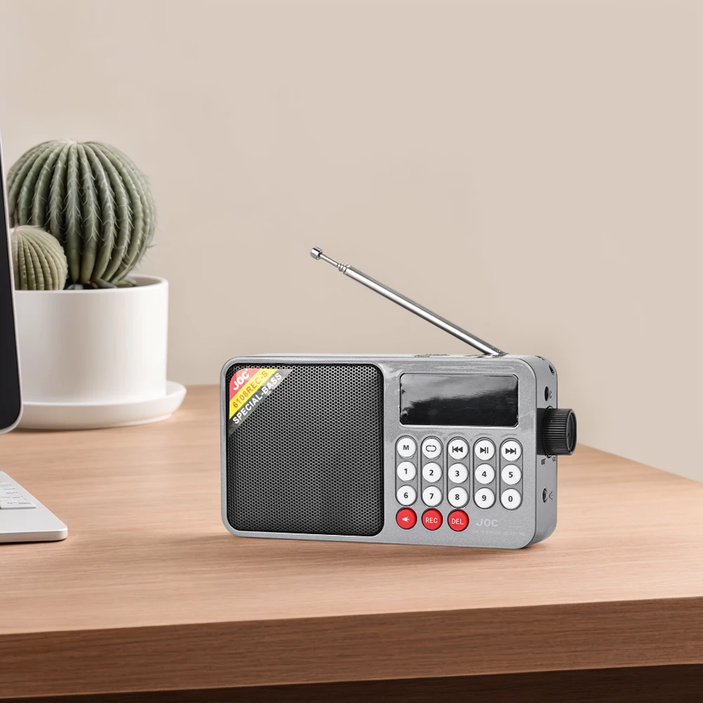 مشغل موسيقى MP3 يعمل بالطاقة الشمسية يدعم بطاقة TF ومحرك USB وراديو محمول مع شاشة عرض LED للمنزل في الهواء الطلق