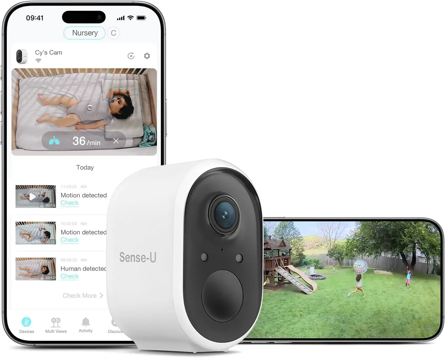 

Battery Baby Monitor Smart Security Camera, Indoor/Outdoor Use, AI Breathing Detection, 1080p Video Monitor, Weatherproof Wirele