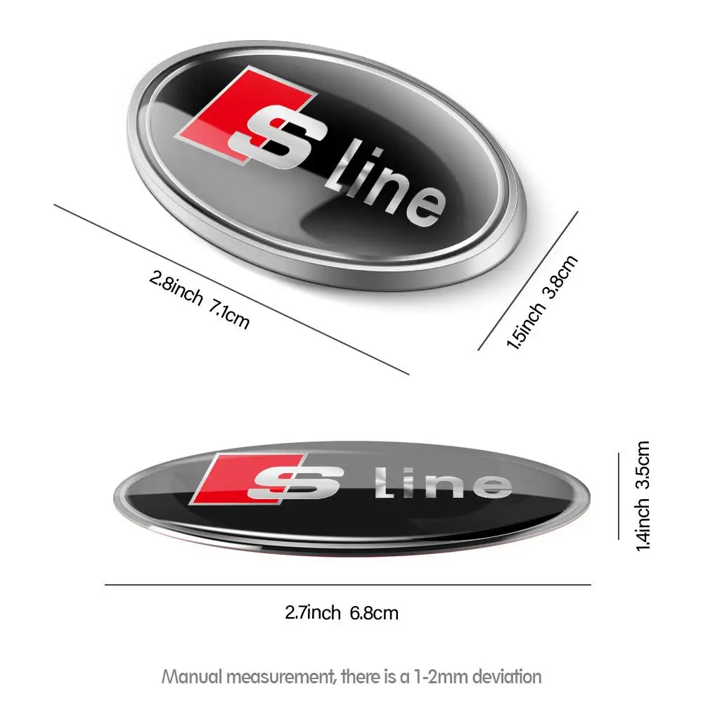 1pc 3D Oval Car Emblem Ellipse Logo Badge Decal Decorative Stickers For Audi Sline A3 A4 B8 8P B9 8V B6 A5 B7 A1 Car-Accessories view 2