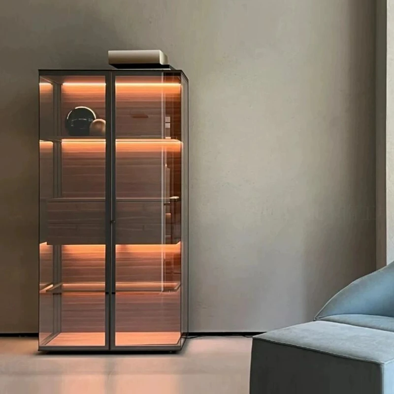 Italian light luxury double-door glass airplane cabinet, wine cabinet, modern high-end figure red wine display