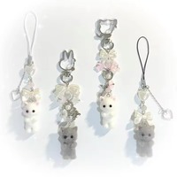Flocking Small Animals Keychain Ins Style Y2k Acrylic Material Student Gift Women's Bag Pendant Keychain Cute Things Gift