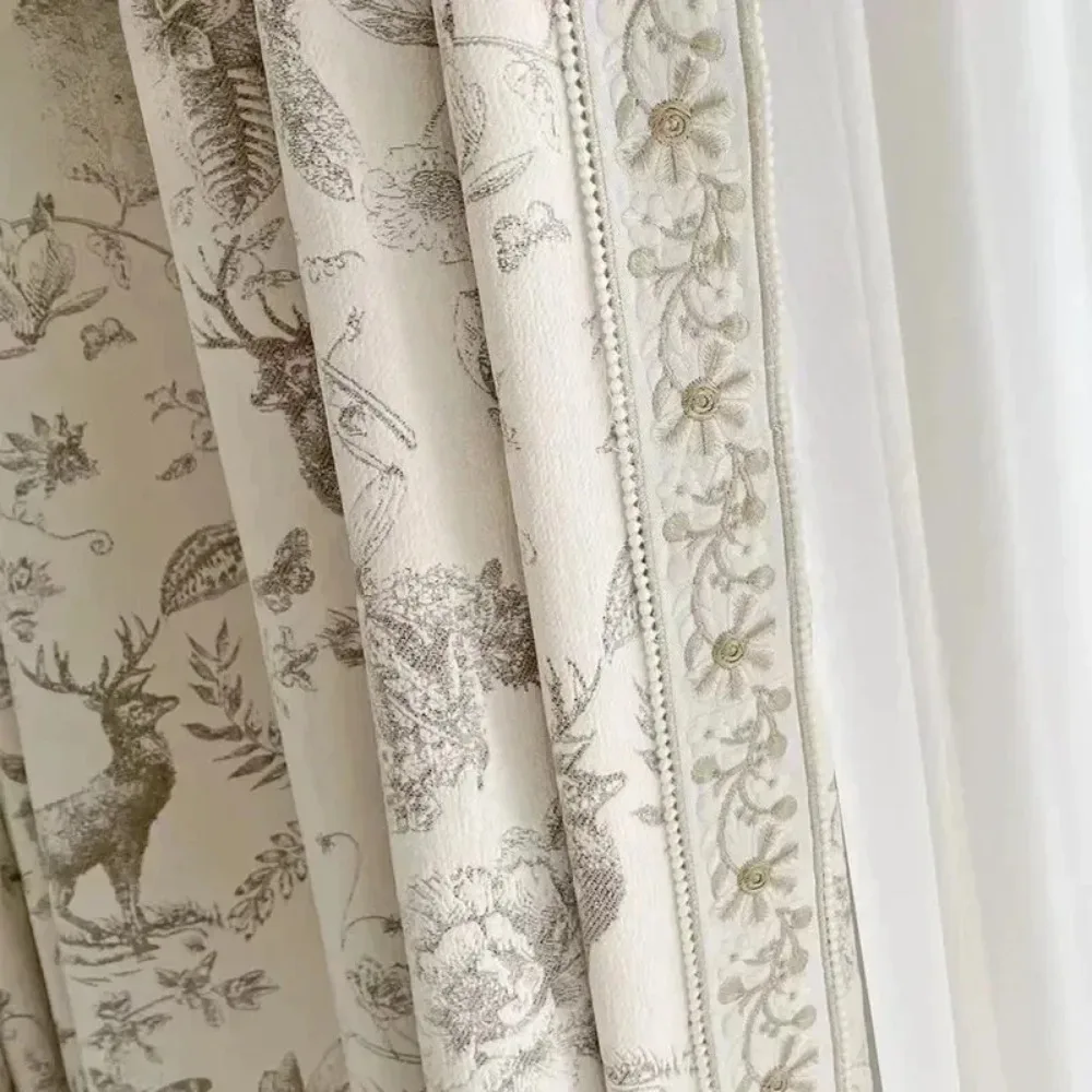 French Retro Luxury Curtains for Living Dining Room Bedroom Chenille Jacquard Thickened Advanced Blackout Curtain Customization
