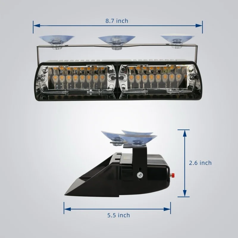 16LED سيارة LED ستروب مصباح 18 نموذج أضواء الشرطة الأحمر/الأزرق مصباح إشارة فلاش داش الطوارئ وامض الزجاج الأمامي تحذير ضوء 12 فولت #5