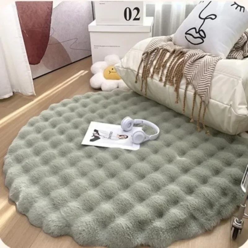 

Nordic Round Carpets for Living Room Plush Floor Mat Soft Area Rugs Bedroom Bedside Fluffy Mat Non Slip Shaggy Rug Room Decor