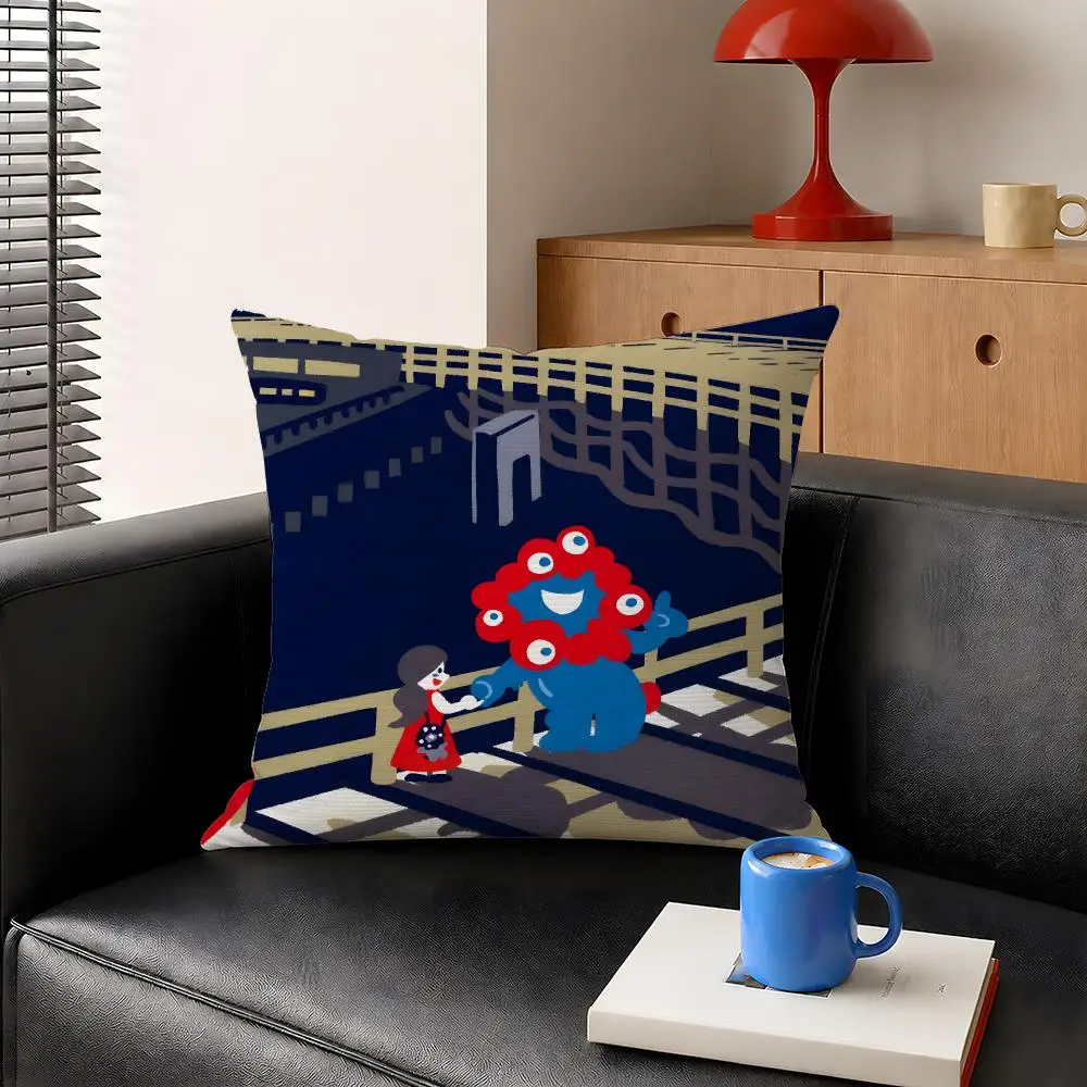 Mascot Myaku Myaku Expo 2025 Cushion Cover Decorative Pillowcase Soft Short Plush Cozy Durable Sofa Home Decor Items Gift