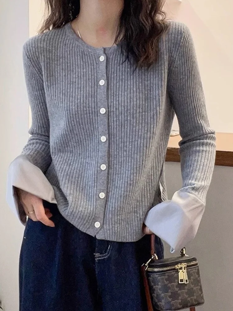 

Commute Woolen Knit Cardigan Women's Faion Basic Sle Winter Comfortable Low round Ne Button Long Sve Sweater