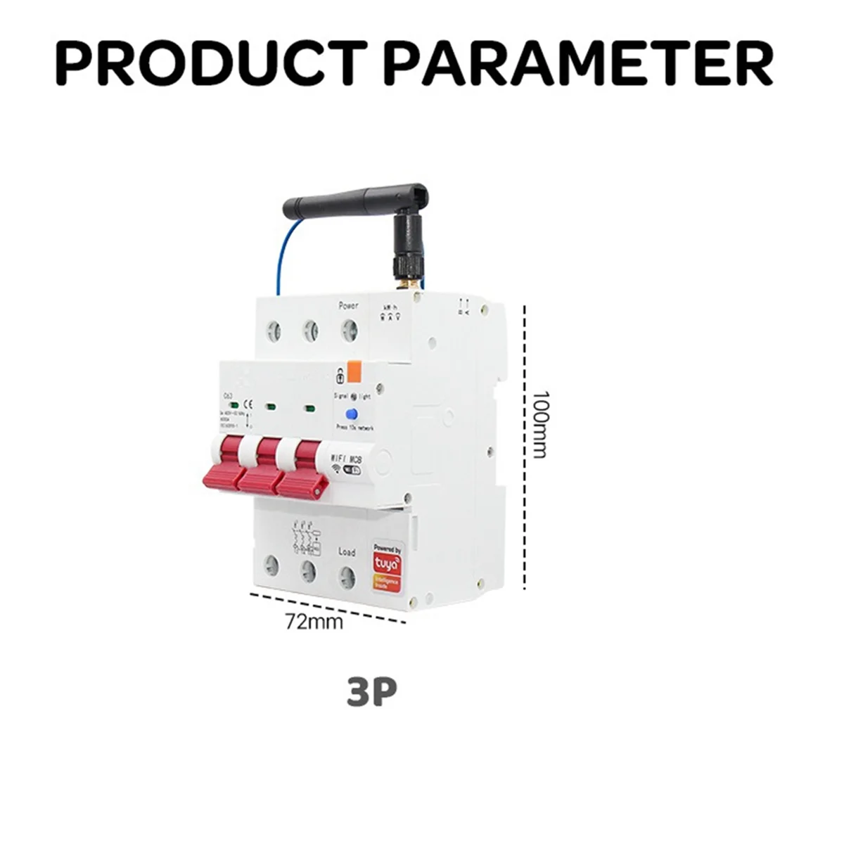 Tuya Smart WiFi RS485 3P+N MCB Breaker Prepaid Meter Timer Switch Voltage Current Protector Voice Control 63A Adjustable