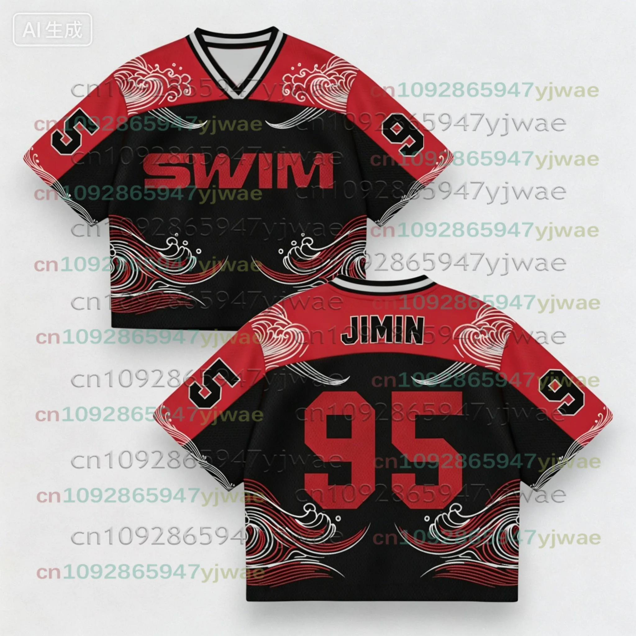 2026 SWIM Unisex Jersey Y2K Modisches Streetwear-Oberteil V-Ausschnitt Locker Kurzärmeliges Geschenk für den Sommer Kinder Herren Damen T-Shirt – Detail 9