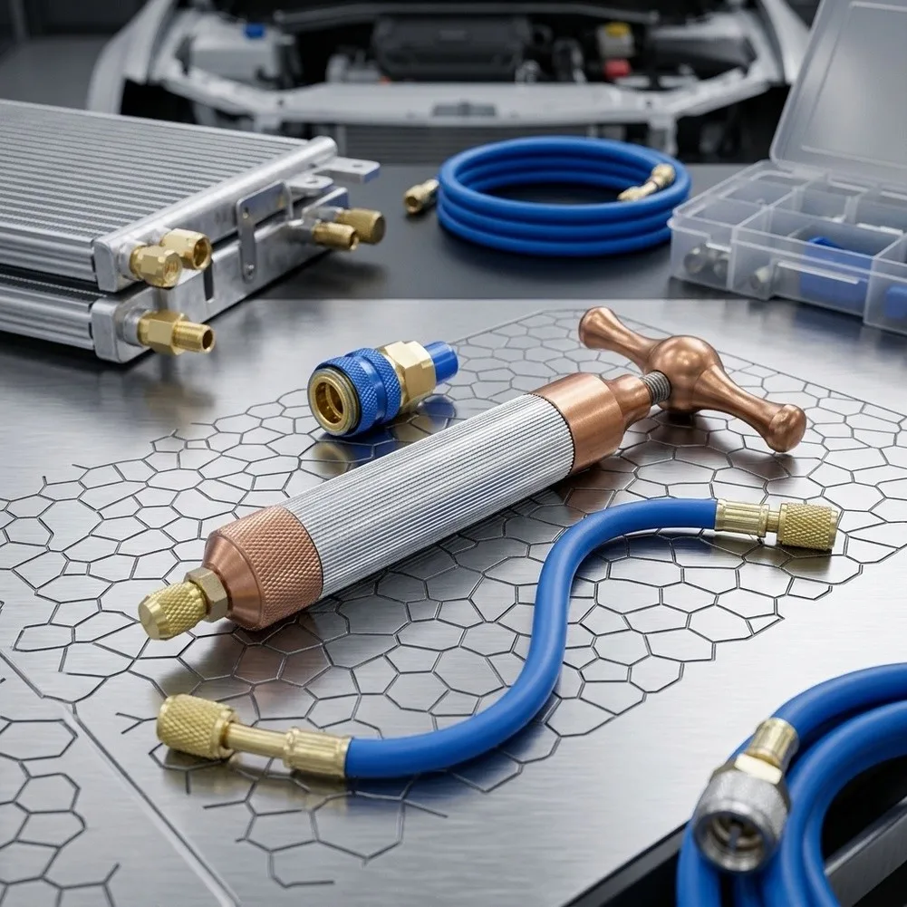 AC Oil Injector Tool for Automotive HVAC Systems Designed for Efficient Oil Transfer and Leak Detection Dye Introduction