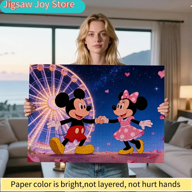 

2D-пазл «Колесо обозрения» с Микки и Минни, 1000 деталей, Disney | Романтический подарок на День святого Валентина, средство для снятия стресса для взрослых, украшение для дома