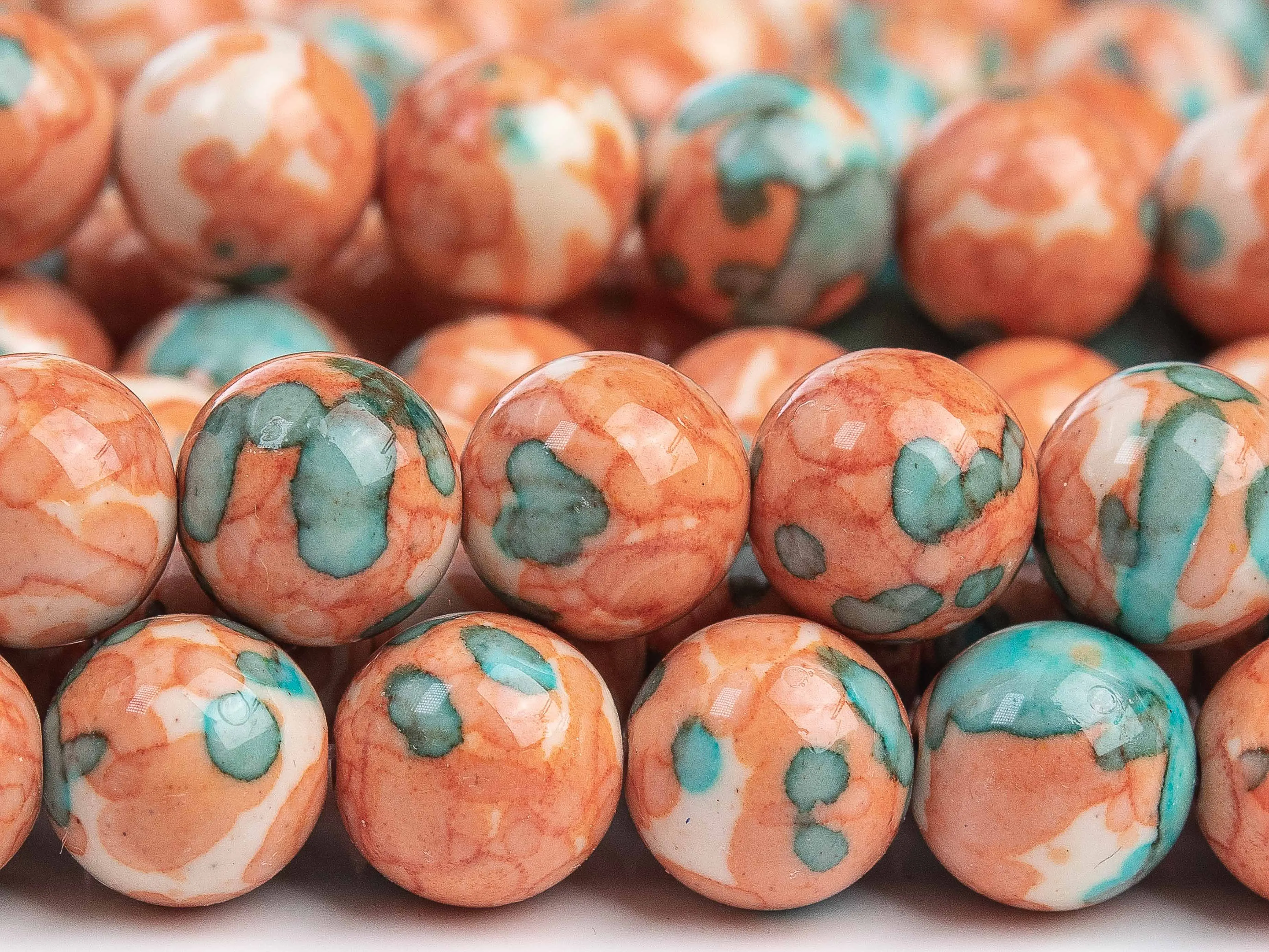 Orange & Blue Rain Flower Jades Loose Beads Round Shape Size Options3/ 4/6/8/10/12mm for Jewelry Making