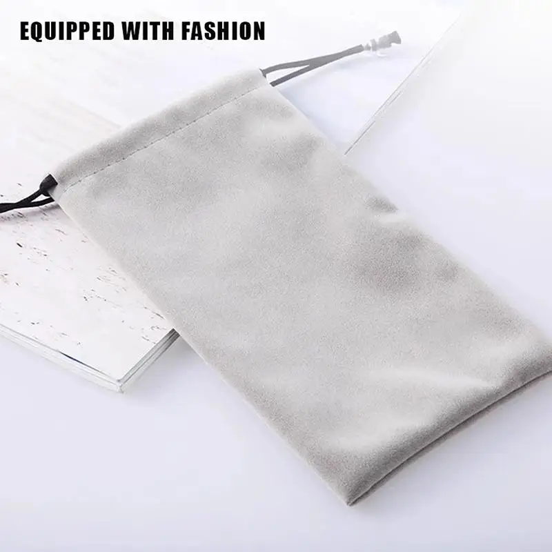 Waterproof Flannel Drawstring Bags For Mobile Phones Sunglasses Electronics Travel Storage Organizer Bags