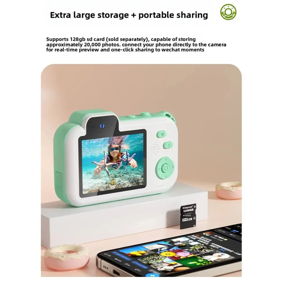 

Детская цифровая HD-камера Goodidea 2,8 дюйма, 12 МП, водонепроницаемая, с защитой от сотрясений, для фото- и видеосъемки, компактная камера