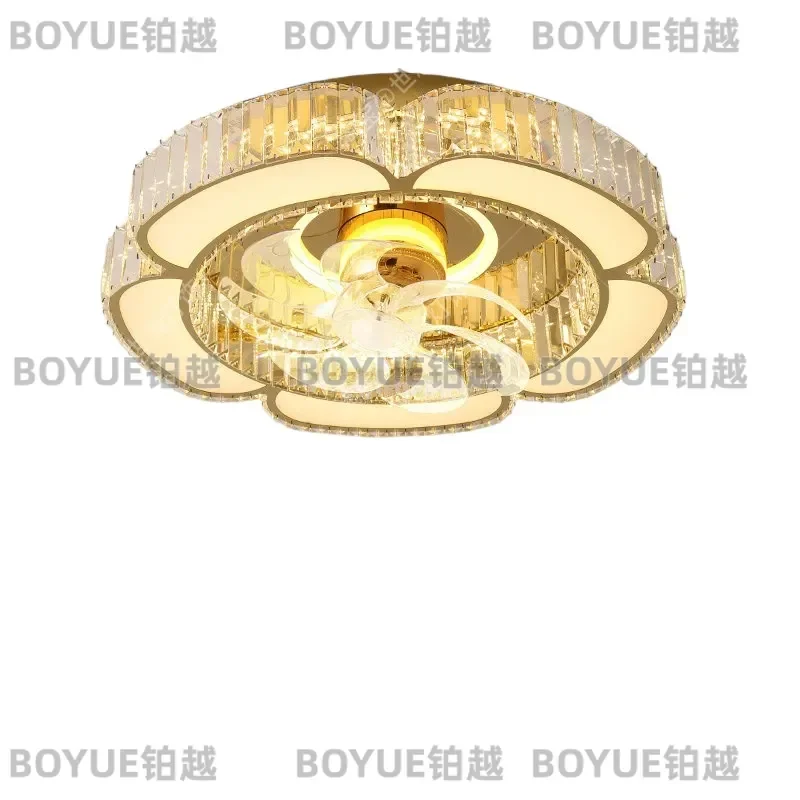 Luxury Crystal Ceiling Fan Light Integrated LED Lamp for Bedroom Living Room Modern Decorative Wind Fan with Lighting Fixture