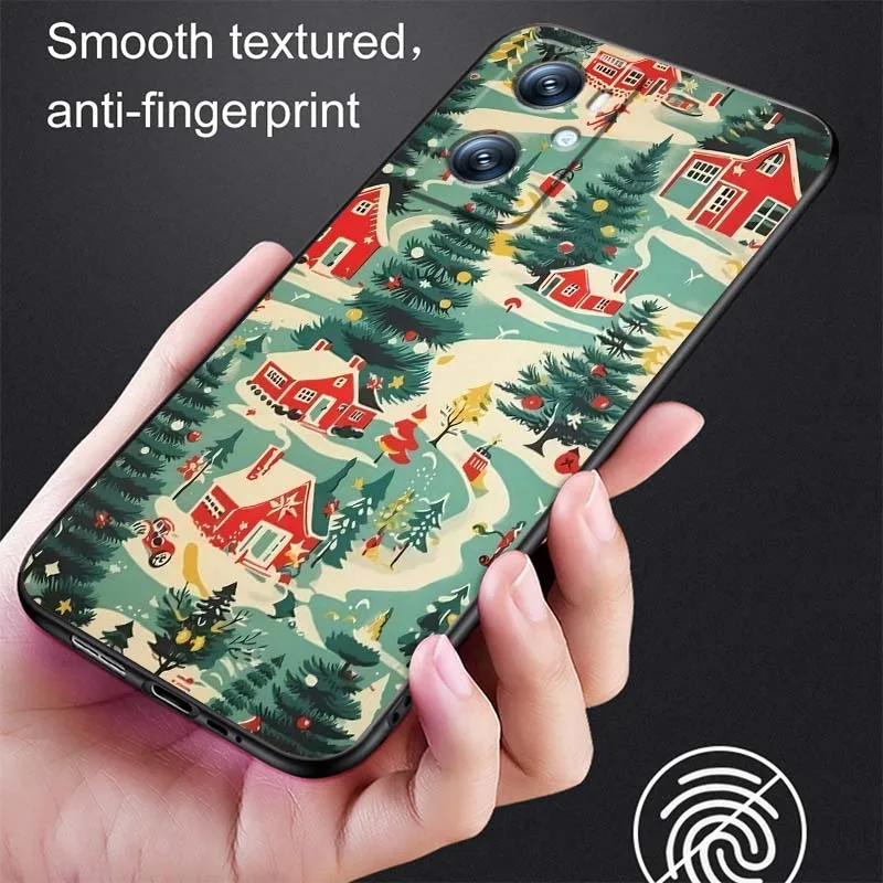 نمط عيد الميلاد ل ممن لهم رينو 5 6 7 A96 A40 A58 Realme GT A74 A78 Neo2 A74 A78 البحث X5 X3 X7 X8 غطاء أسود