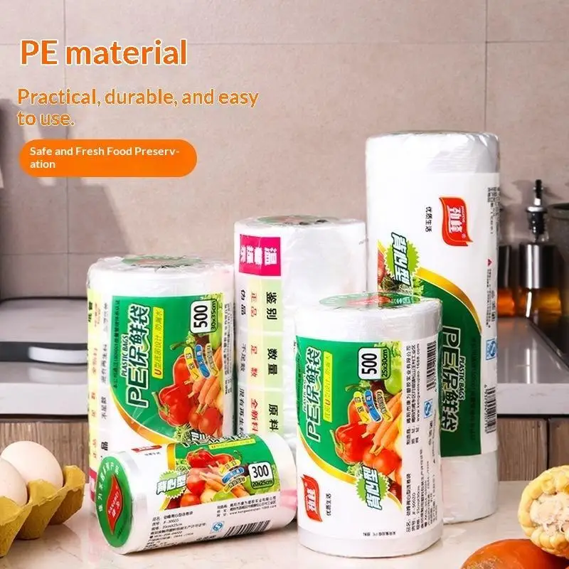 Food Fresh Keeping Bags Roll Type Handheld Plastic Tear Off Bags Kitchen Supermarket Storage