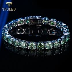 TFGLBU 3/4/5/6.5mm New Green Moissanite Tennis Bracelet for Women/men Sparkling Diamond 925 Sterling Silver Bangle Charm Jewelry