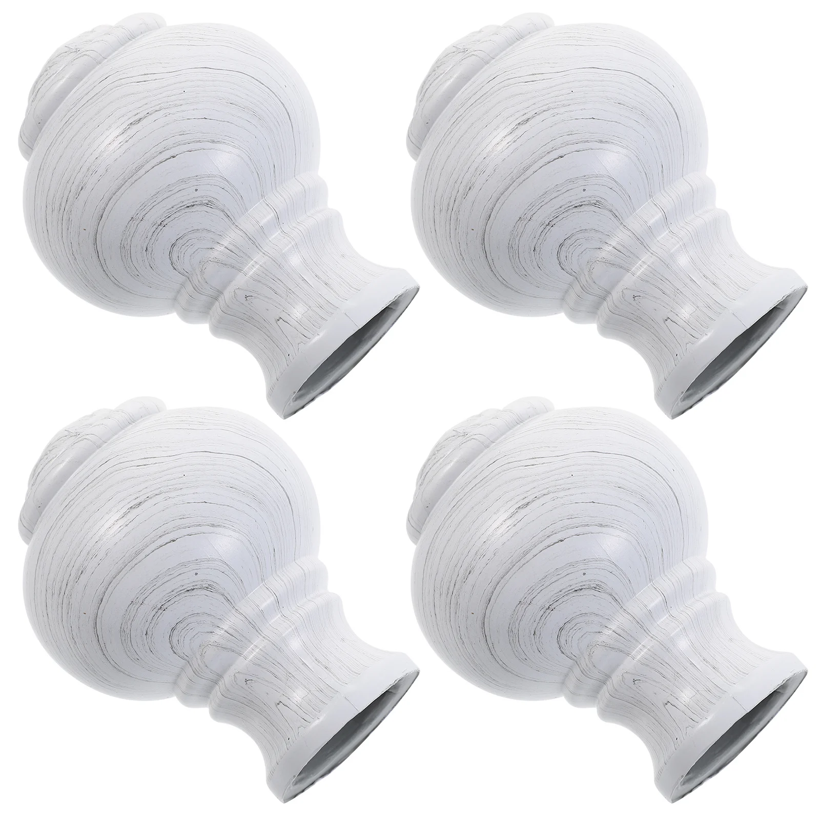 

4Pcs Plastic Curtain Rod Finials Decorative End Caps for Window Drapery Sturdy Easy Fit Replacement Pole Accessories