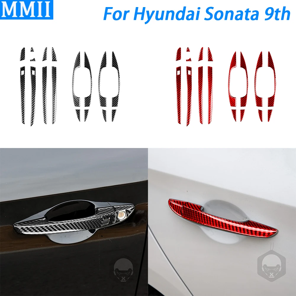 

For Hyundai Sonata 9th 2015-2017 Accessories Carbon Fiber Exterior Door Handle Panel Cover Decorative Car Decoration Sticker