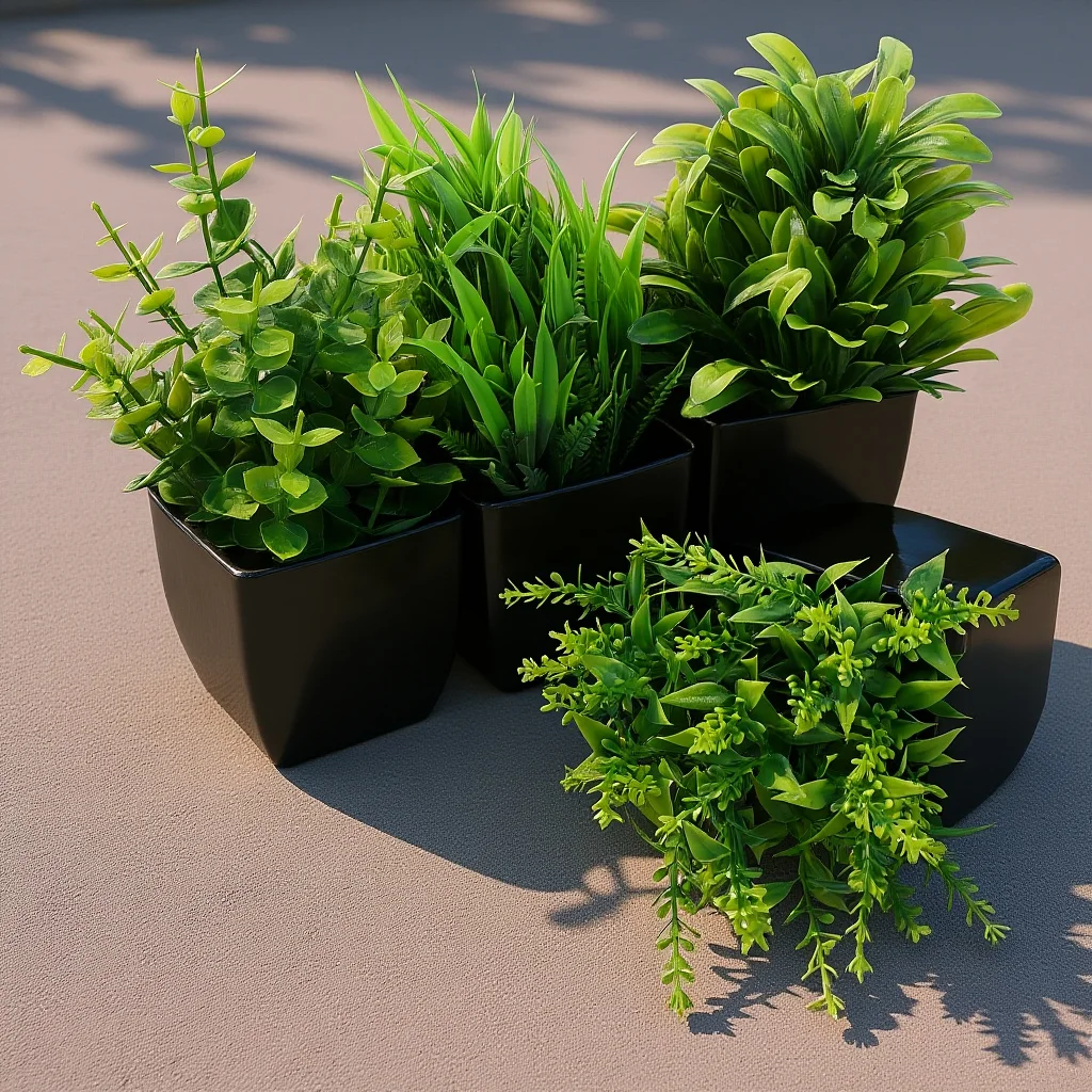 

4Pcs Small Faux Plants in Black Pot Realistic Artificial Plants for Home Office Bathroom Indoor Decor Design Fake Plant
