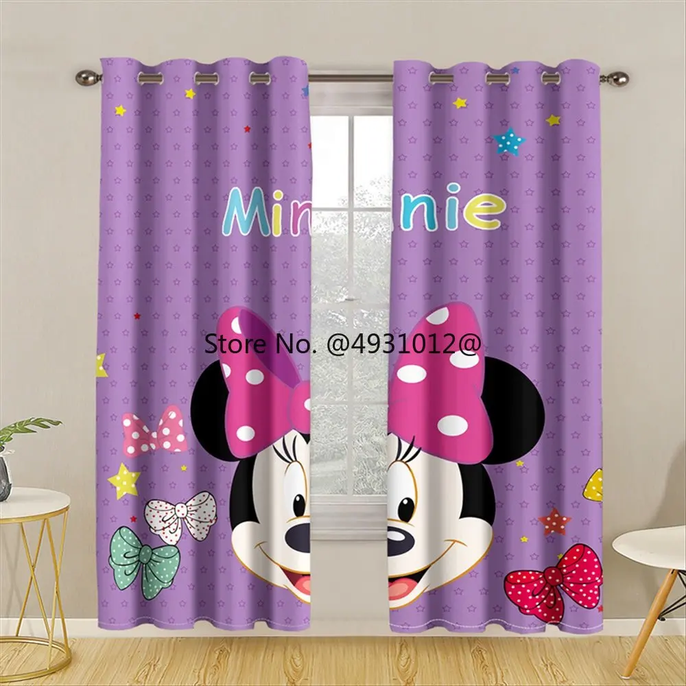 Disney Cartoon Disney Mickey minnie Mouse Pink Window Curtain 3D Print Blackout Curtains Living Room Custom Size Kids Gifts