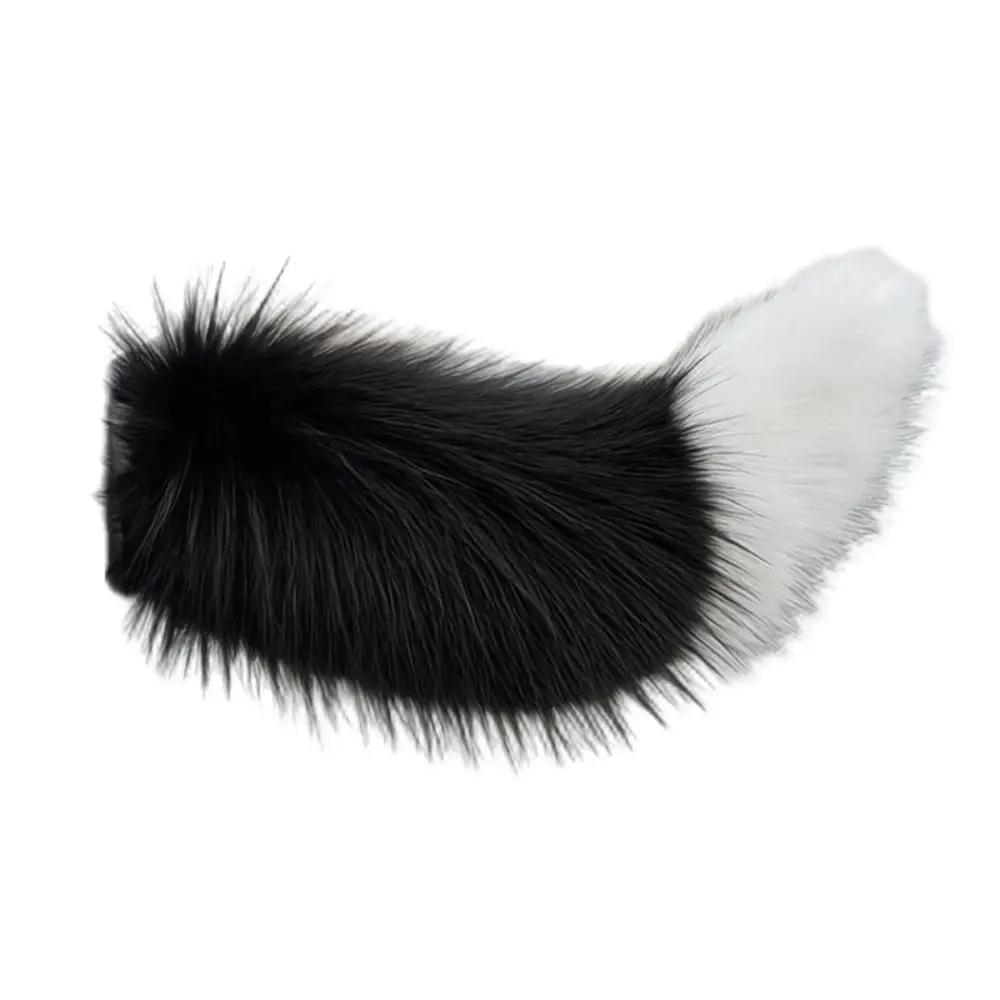 Fluffy Plush Remote Control Wagging Tail Self-adhesive Rechargeable Sound Activated Moving Tail Purple White Color