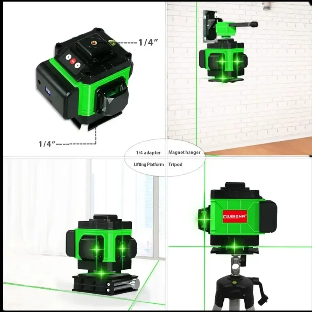 8500mAh Large Capacity Chargeable Laser Level Battery Ing 3D 12 Line Powerful Green Accessories for 8/12/16 Lines Leveling Tool