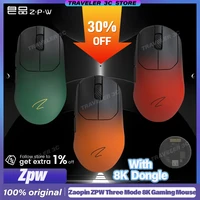 Zaopin ZPW tres modos 8K ratón para juegos inalámbrico Bluetooth personalizado PAW3395 PAW3950 47g ligero ergonómico 26000dpi regalo PC