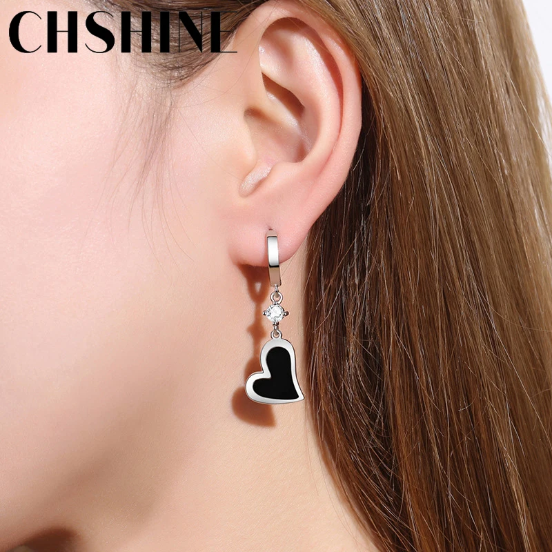 CHSHINE-pendientes de plata de ley 925 con forma de corazón para mujer, joyería de moda para boda, cena y fiesta