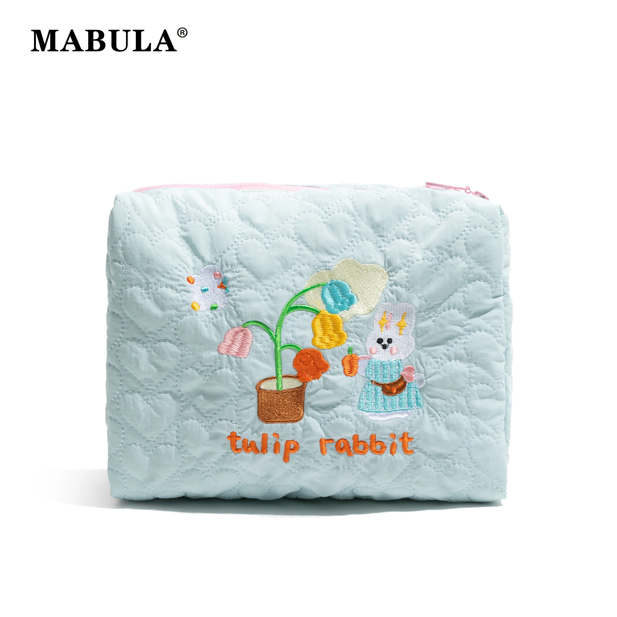 

MABULA Cosmetic Storage Bag Portable Cute Storage Bag Ins Fashion Liner Bag Cute Cartoon Storage Case Large Capacity Makeup Bag