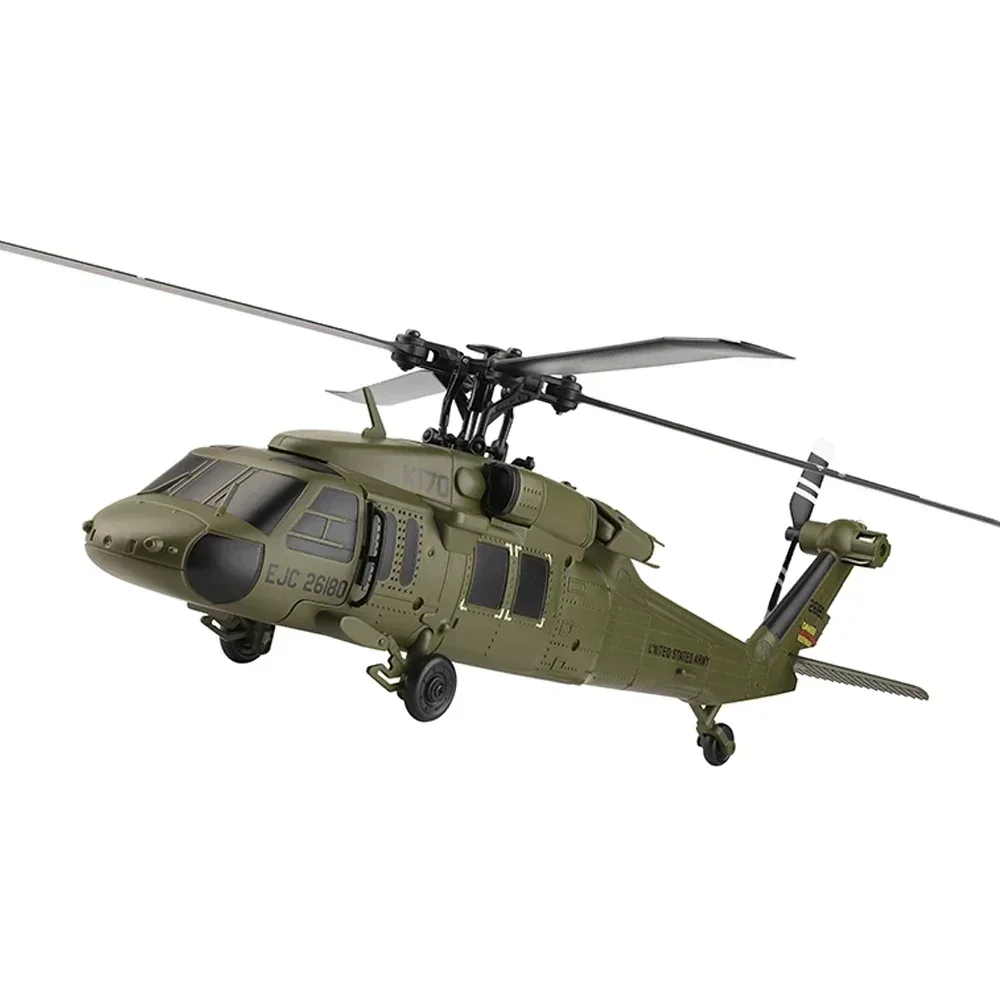 UH-60L Wltoys K170 2.4G 4CH 6 eixos giroscópio motor sem escova militar verde helicóptero RC RTF e XK K170