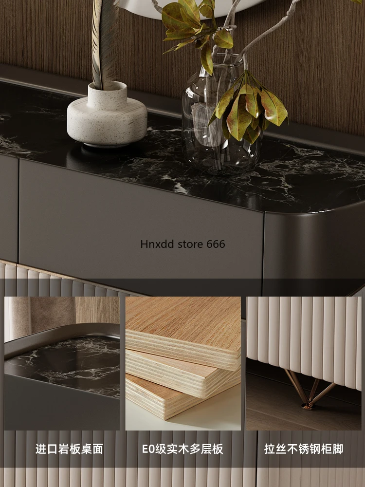 Italian light luxury high-end modern simple rock slab storage cabinet image 5
