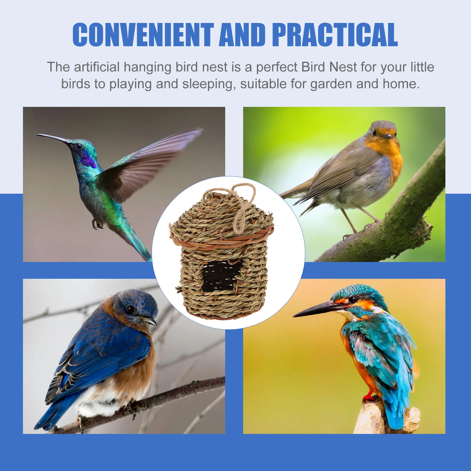 

Grass Woven Bird Natural Birdhouse For Parrot Dove Bird Cage Accessories Decorative Nest Ornament Woven Birds Nest Home Decor